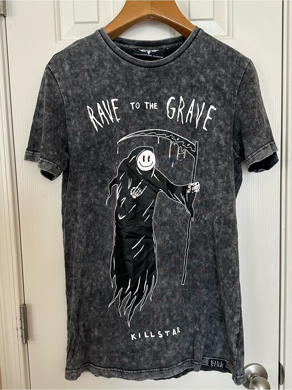 Killstar Black Washed 'Rave to the Grave' Graphic Tee